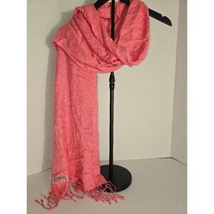 Pink Pashmina Silk Blend Scarf Shawl Fringed Lightweight Wrap Accessory